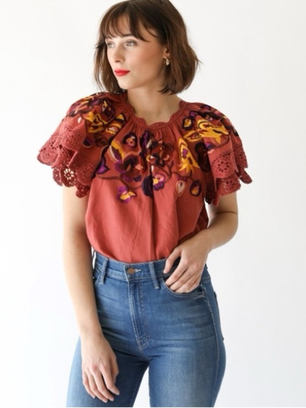 ULLA JOHNSON Embroidered Blouse